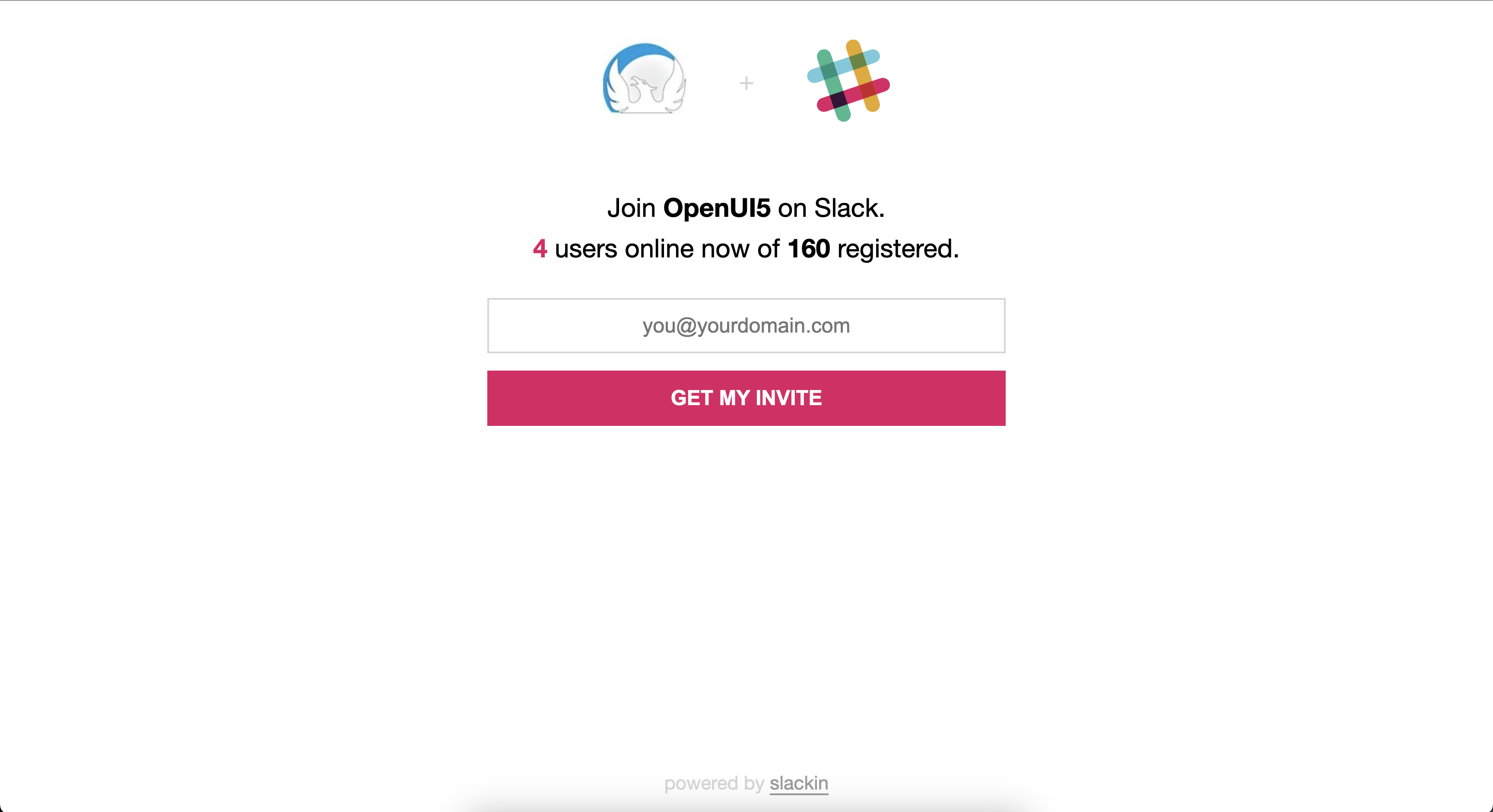 Invite screen of the OpenUI5 Slack channel
